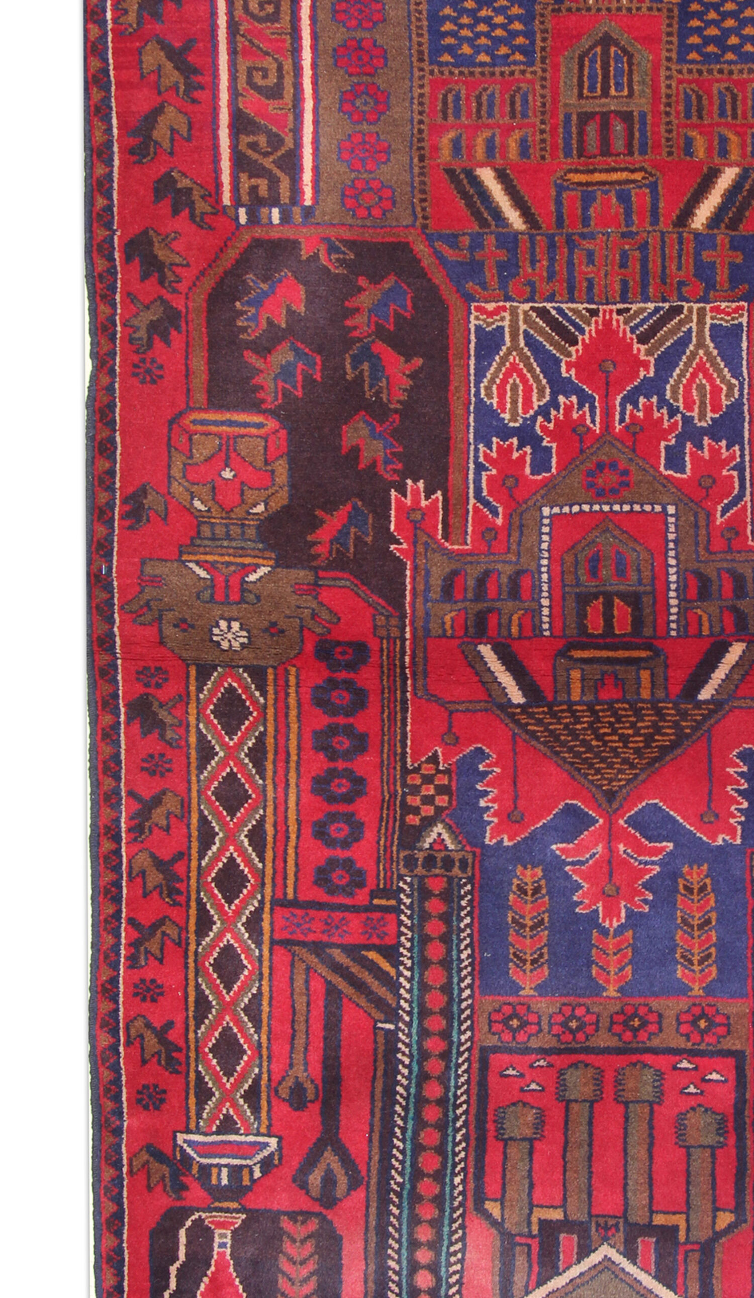 Tapis persan tissé à la main traditionnel tribal red wool living area rug - 113x200cm