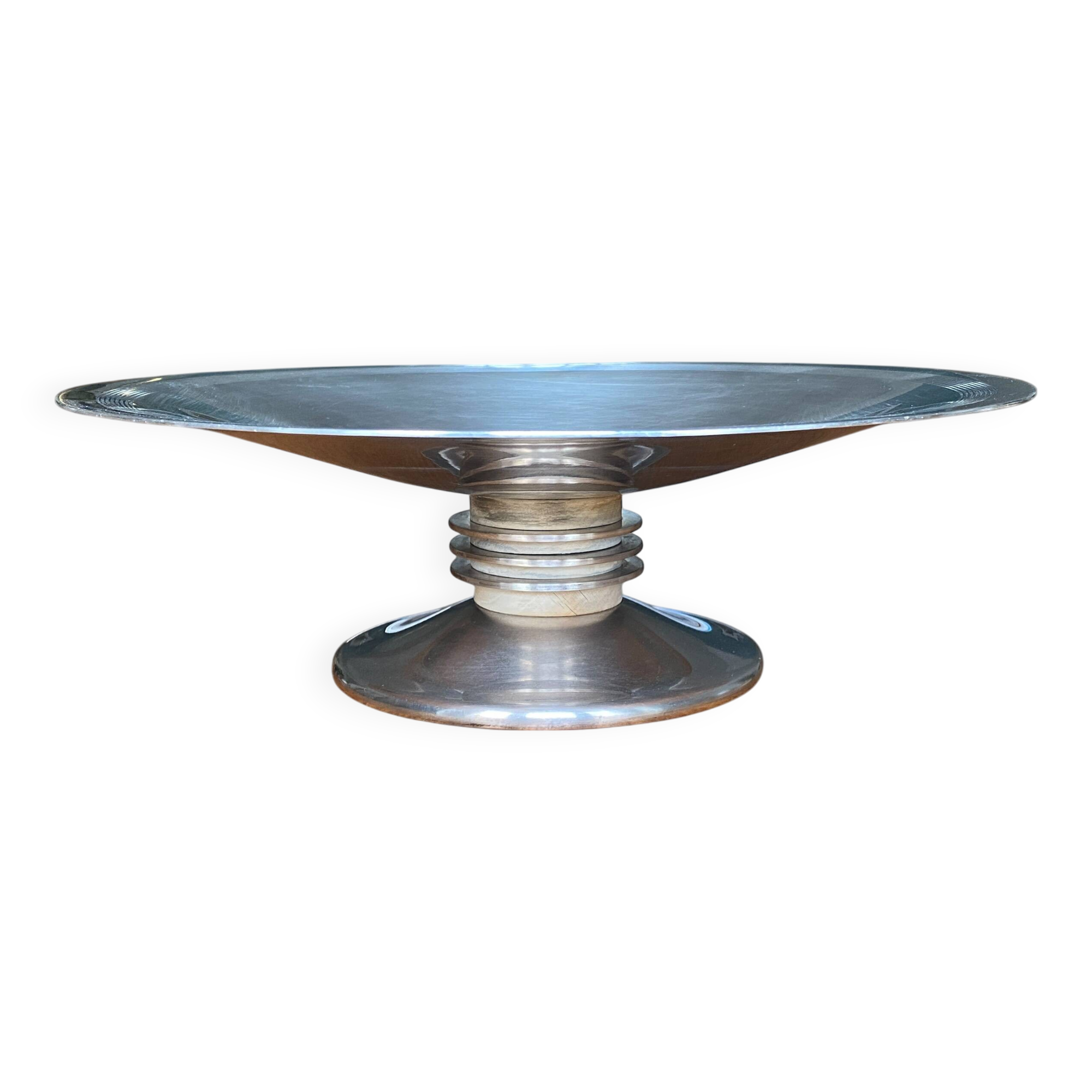 Large silver-plated metal bowl/centerpiece by Christofle, Art Deco style - 33 cm