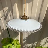 Vintage opaline suspension white wavy threads and gold socket retro firm style