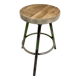 Tabouret trépied industriel vintage en acier et bois, 1950