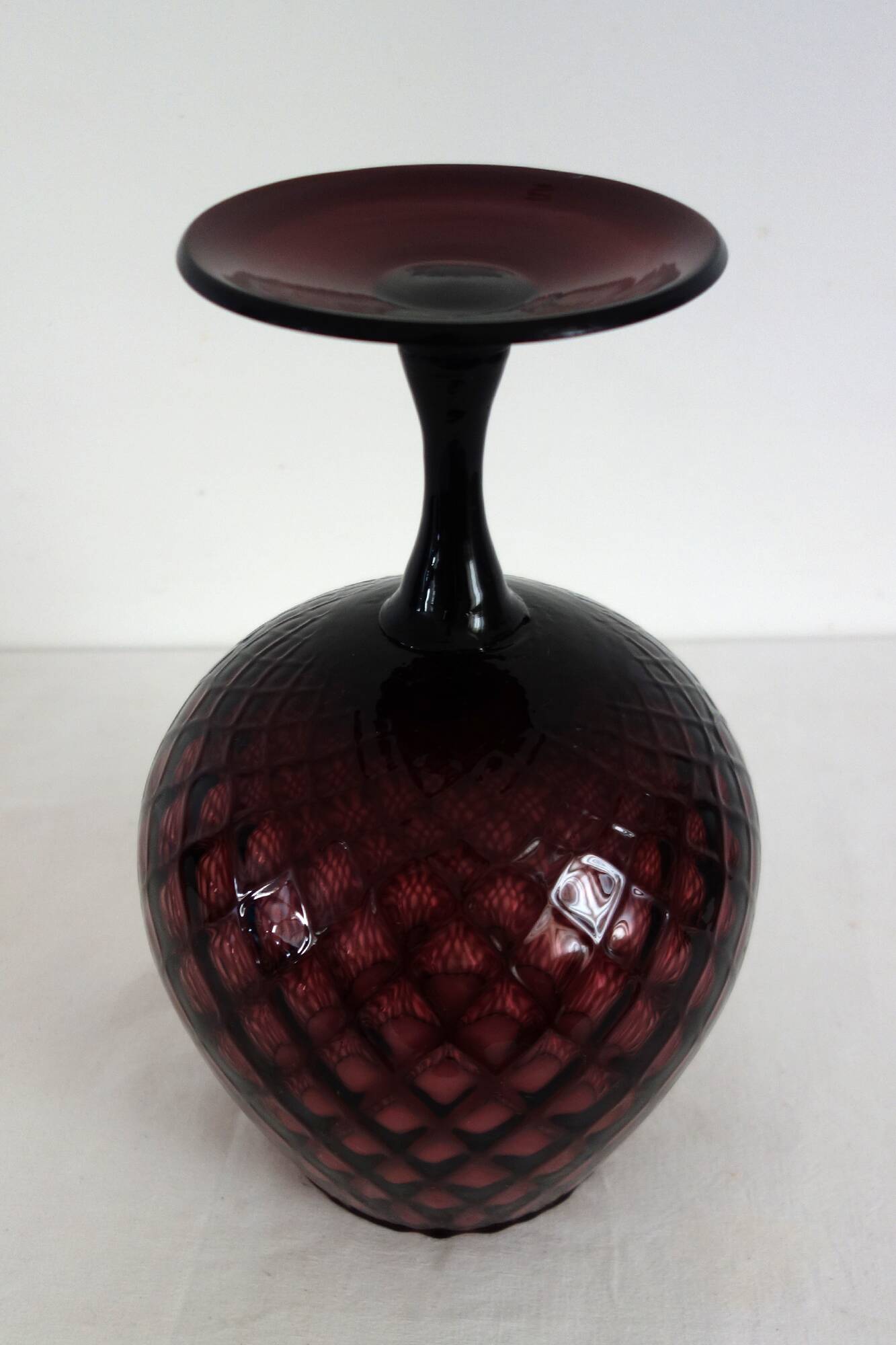 Vase verre italien empoli violet vintage