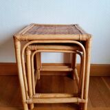 Vintage rattan nesting tables 1970