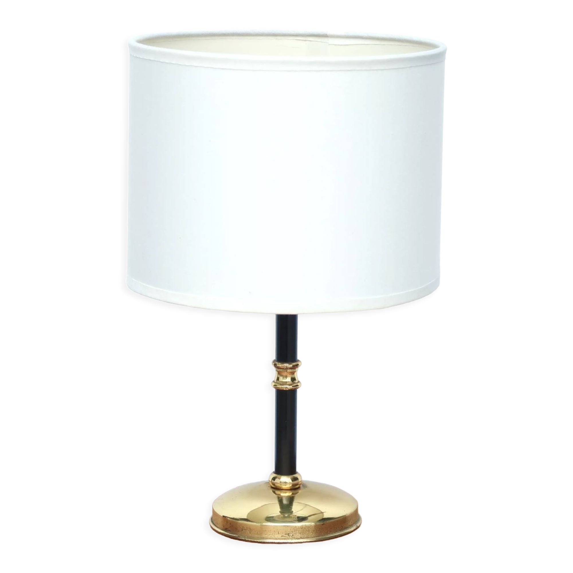 Black metal and brass lamp, 50s