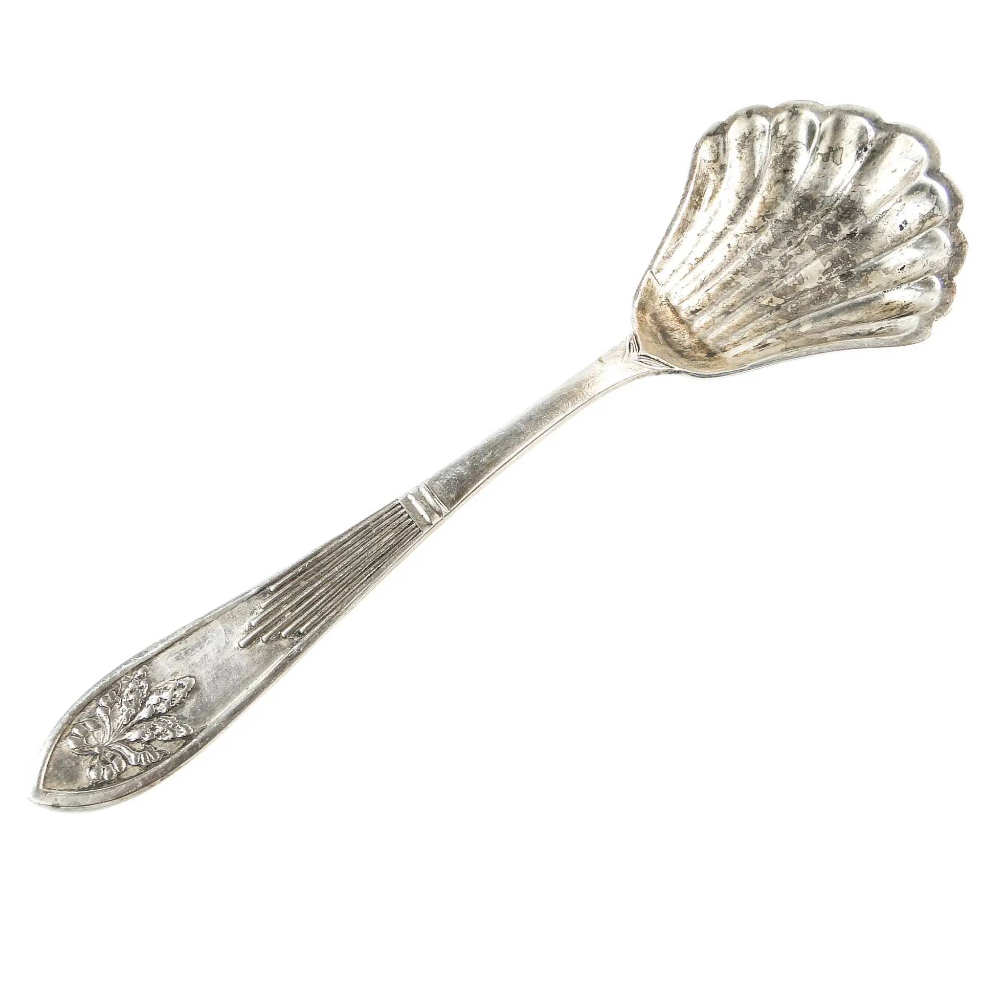Art Deco sugar spoon, silver-plated brass, Poland, 1930s