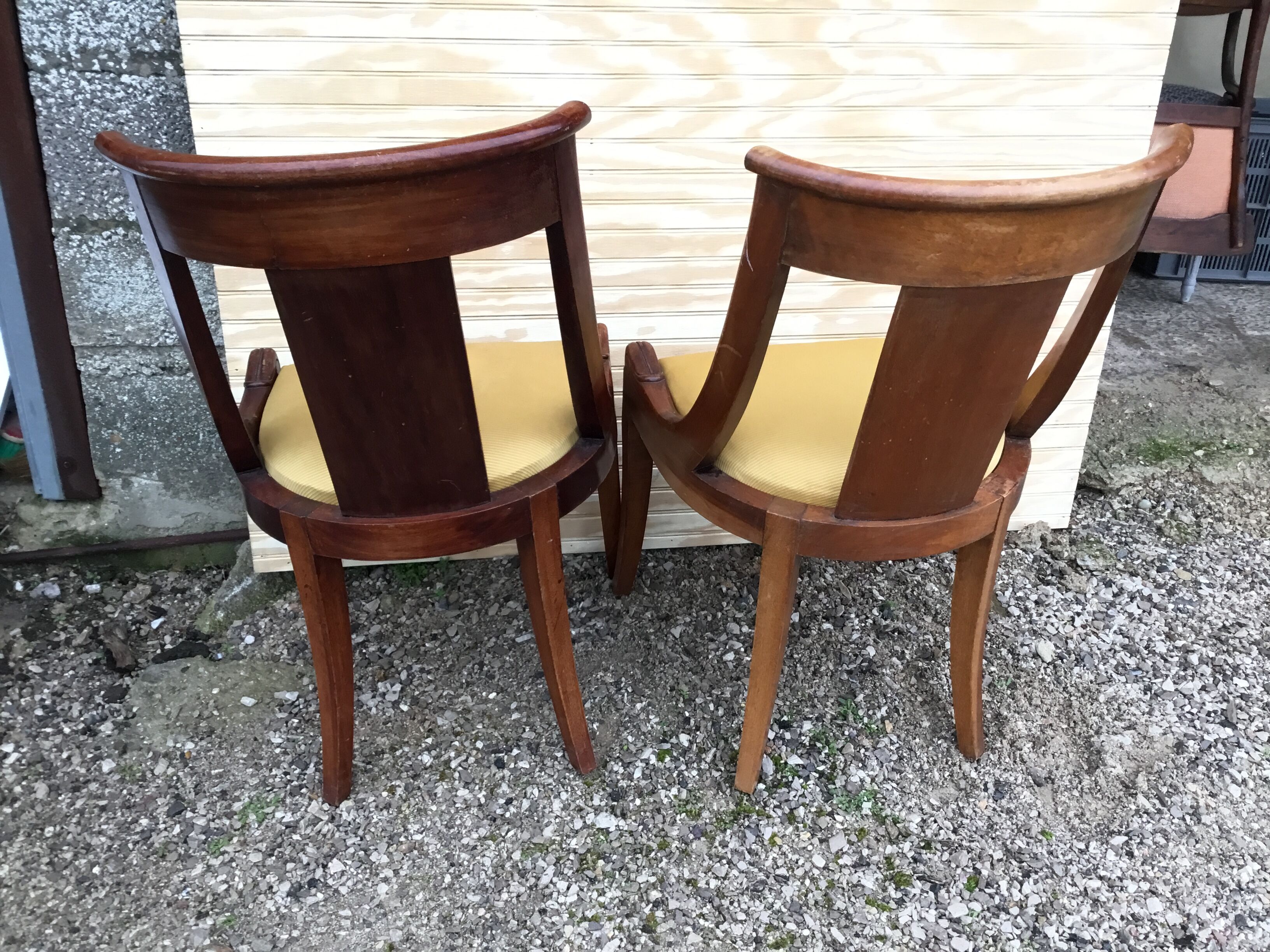 Pair of style restoration gondola chairs in mahogany XXth