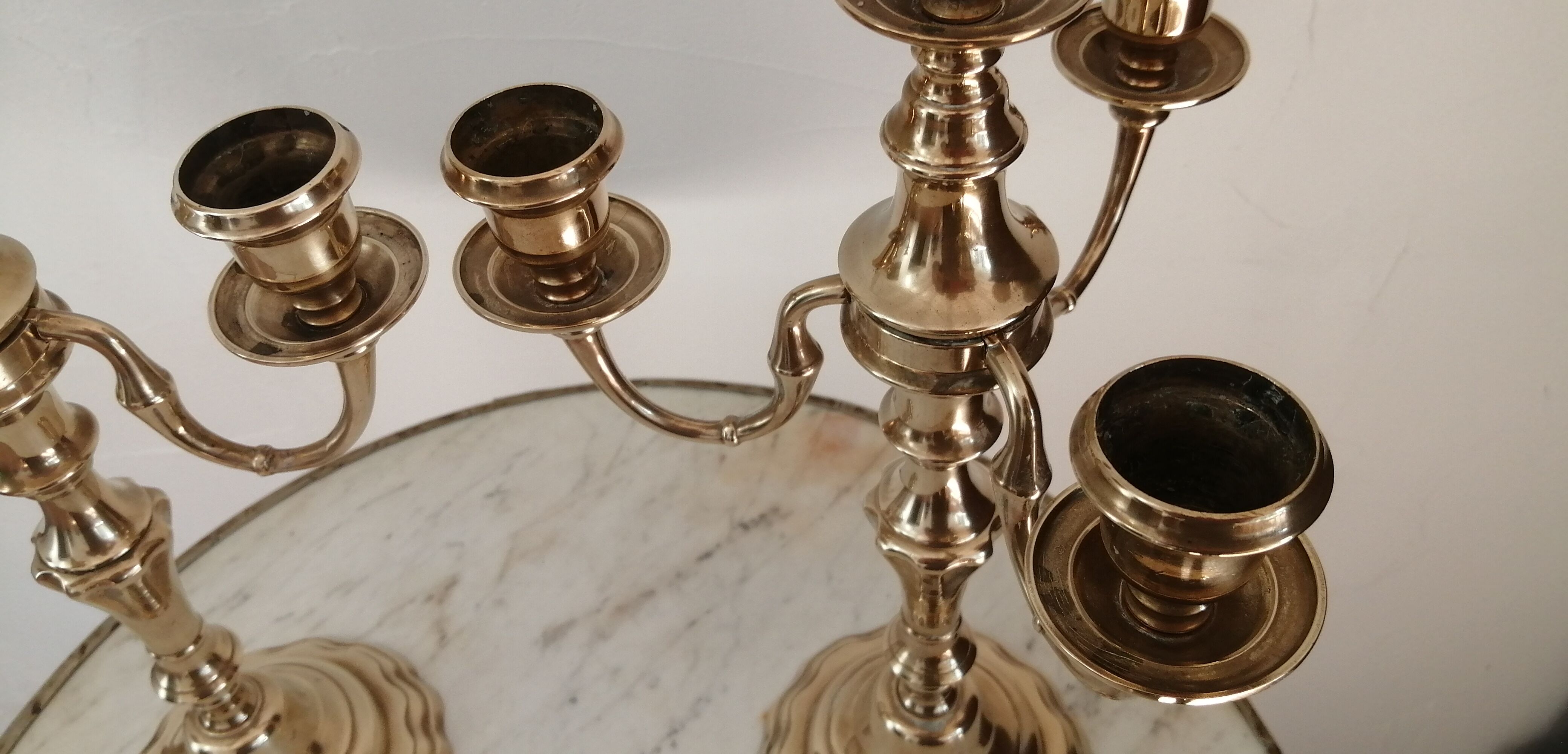Pair of candelabras, brass candle holders