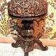 Tabouret Piano Victorien bois patiné Tissu Tapissier XIX France