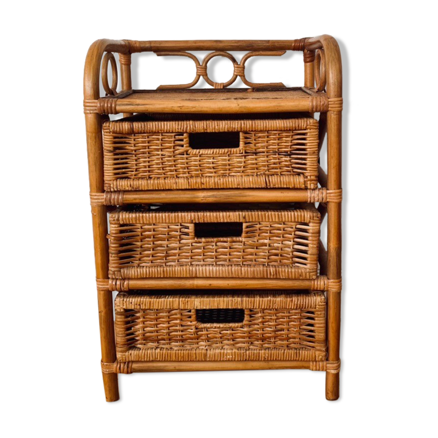 Bamboo and rattan bedside table