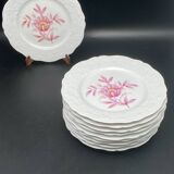 Porcelain dessert plates with pink flower patterns