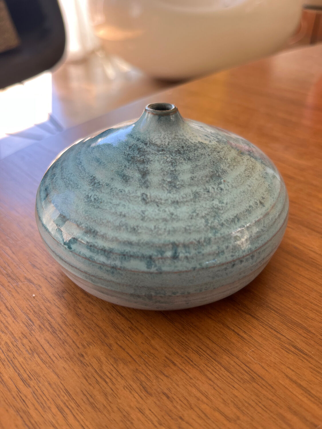 Vase, soliflore, sea urchin, ceramic, blue, to be identified.