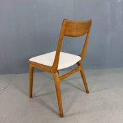 Alfred Christensen Danish oak "Boomerang" chairs set of 6 boucle fabric