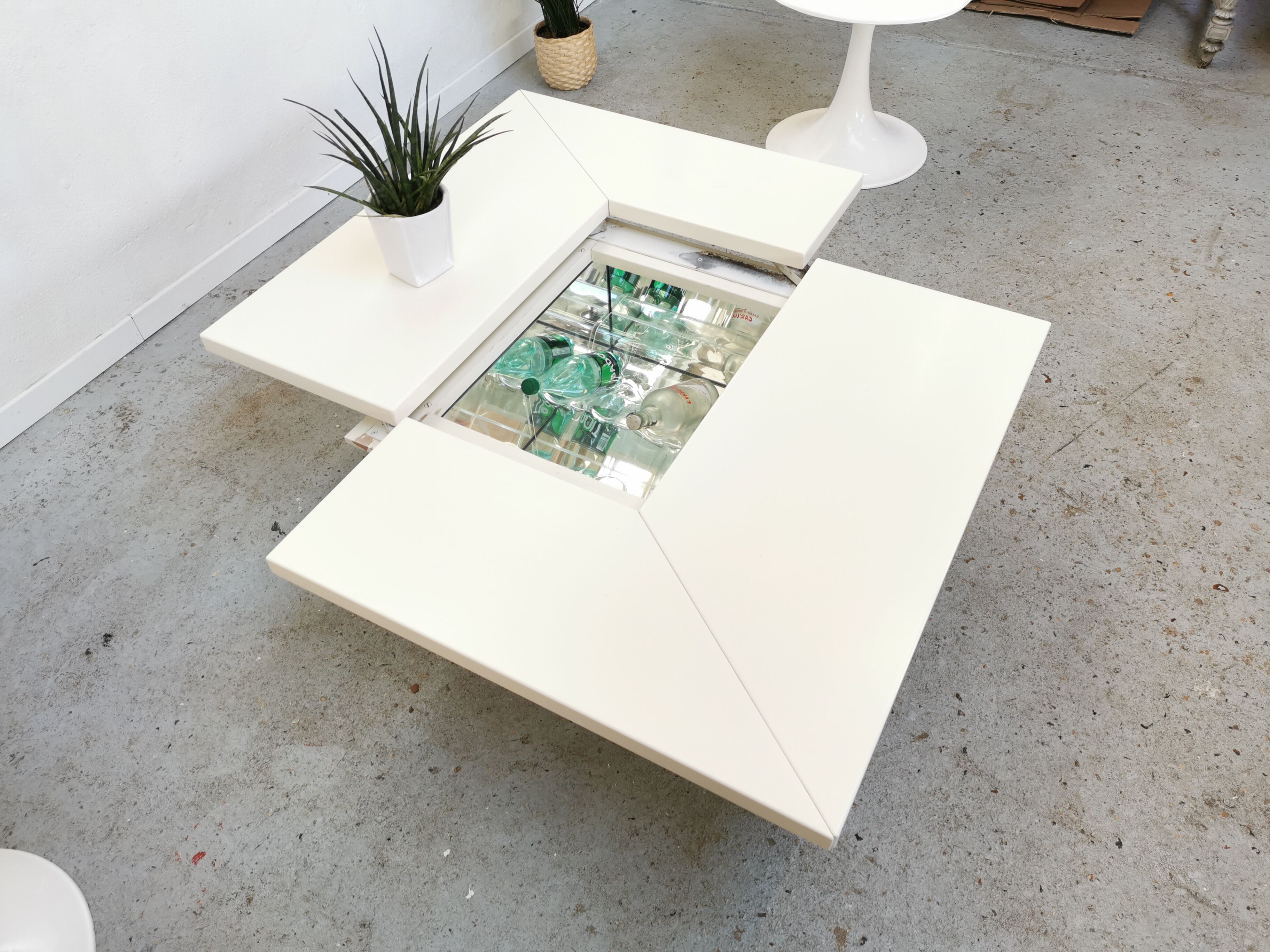 Table basse bar vintage Roches Bobois design Paul Michel 1970