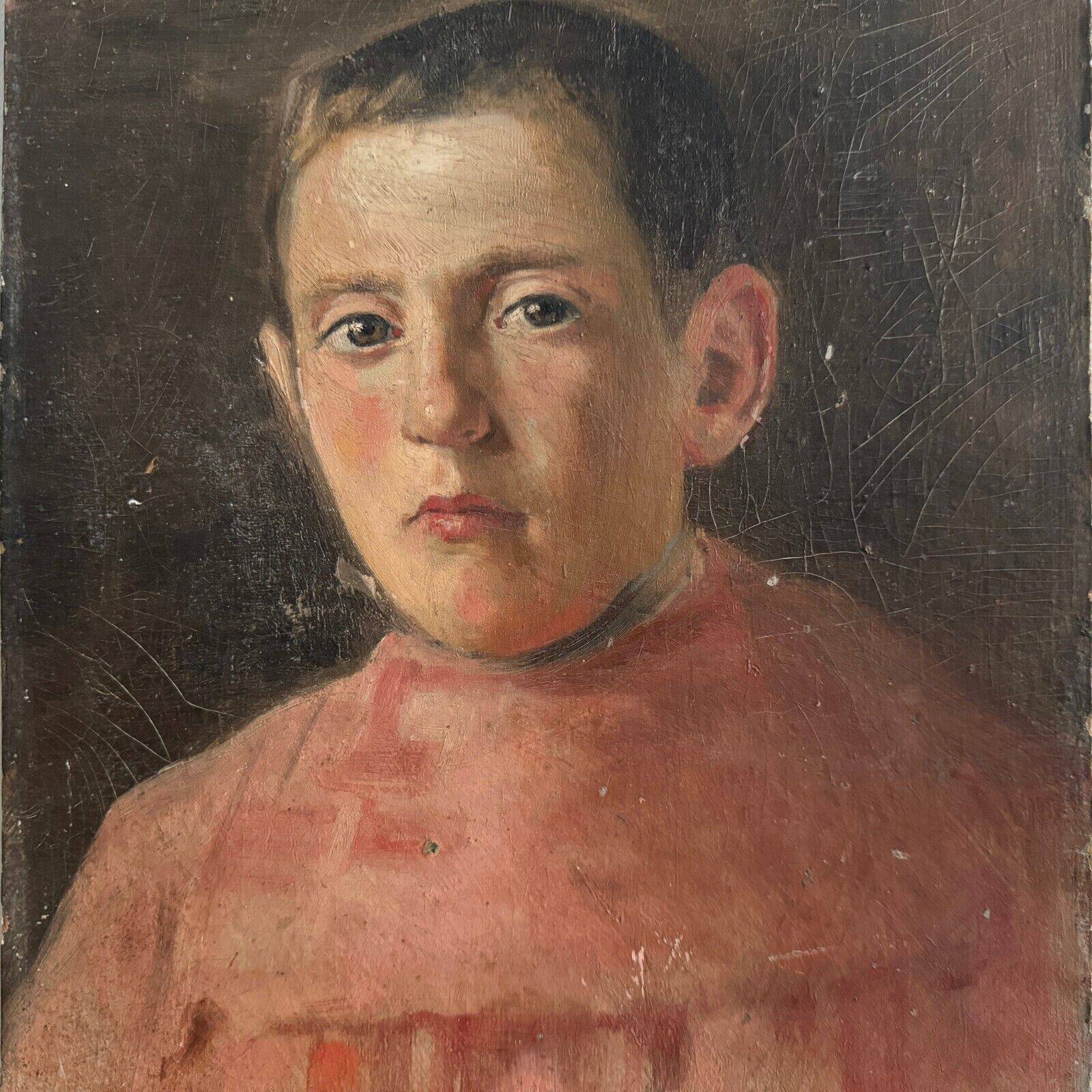 Oil on cardboard representing a choirboy from the early 20th century