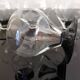 6 small retro smoked burgundy stemmed glasses