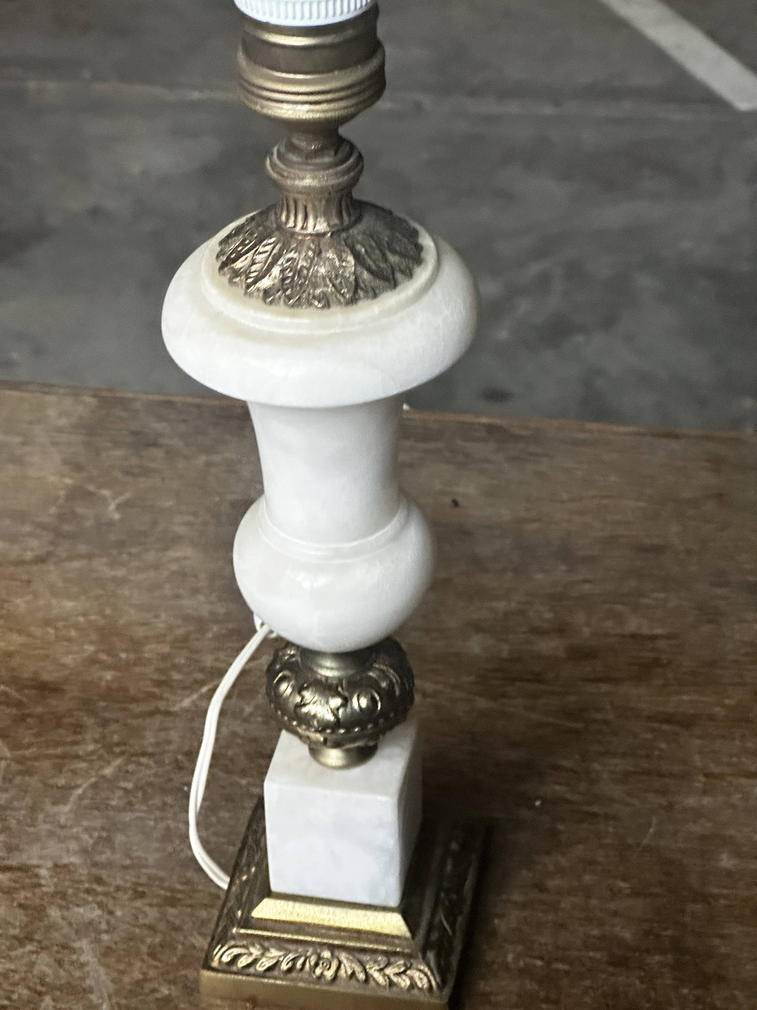 Vintage Alabaster and Brass Lamp Base H 30 cm