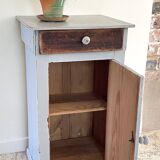 Antique Bedside Table in Weathered Grey Wood