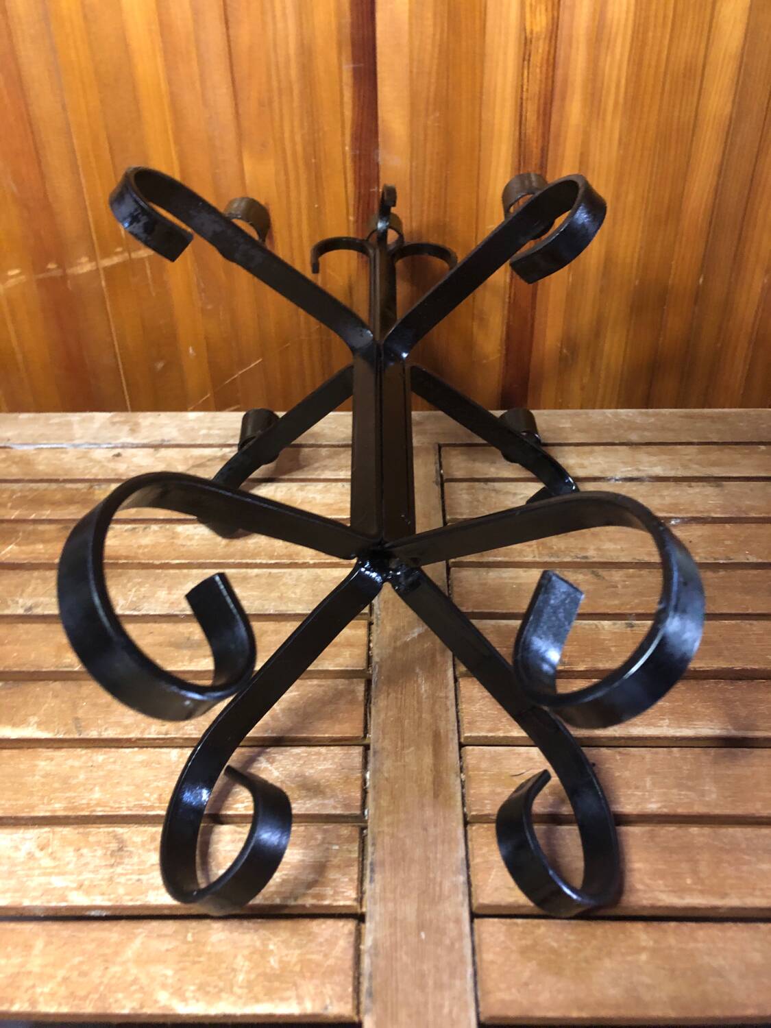 Old candlestick 5 lights candle holders black wrought iron vintage #a577