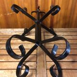 Ancien chandelier 5 feux bougeoirs fer forge noir vintage #a577
