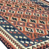 Tapis Kilim fait main pour chambre à coucher, en laine tissée à plat, motif géométrique rouille, 293 × 210 cm