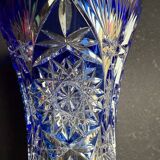 Large vase – Cut crystal lined with cobalt blue – Bohemia