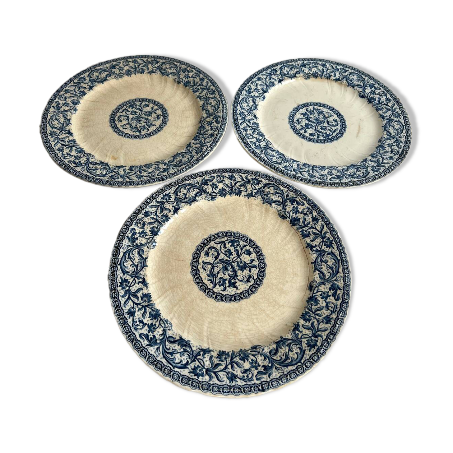 Set of 3 Gien Garlands & Foliage ironstone plates