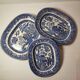 3 Crown Pottery JT Hudden Longton serving dishes guaranteed, willow pattern, willow pattern 19th century