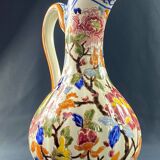 Large Gien earthenware ewer pitcher with Peonies decor
