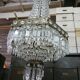 Hexagonal hot air balloon chandelier, glass pendilles, first half of the XX th