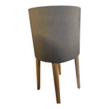 Cache-pot florian ampm gris ciment h58,5xd34 + support bois hévéa
