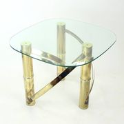 Swirl Coffee Table In Brass & Glass, Italy 1970s
