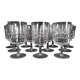 12 Art Deco wine glasses in cut crystal (in the style of Marignane Baccarat)