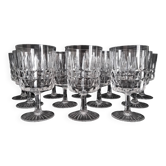 12 Art Deco wine glasses in cut crystal (in the style of Marignane Baccarat)