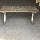 Mid-century brown marble coffee table with silver chrome legs from the 1950s.