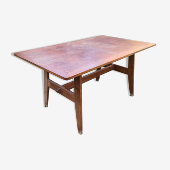 Vintage table with oak compass legs René Gabriel
