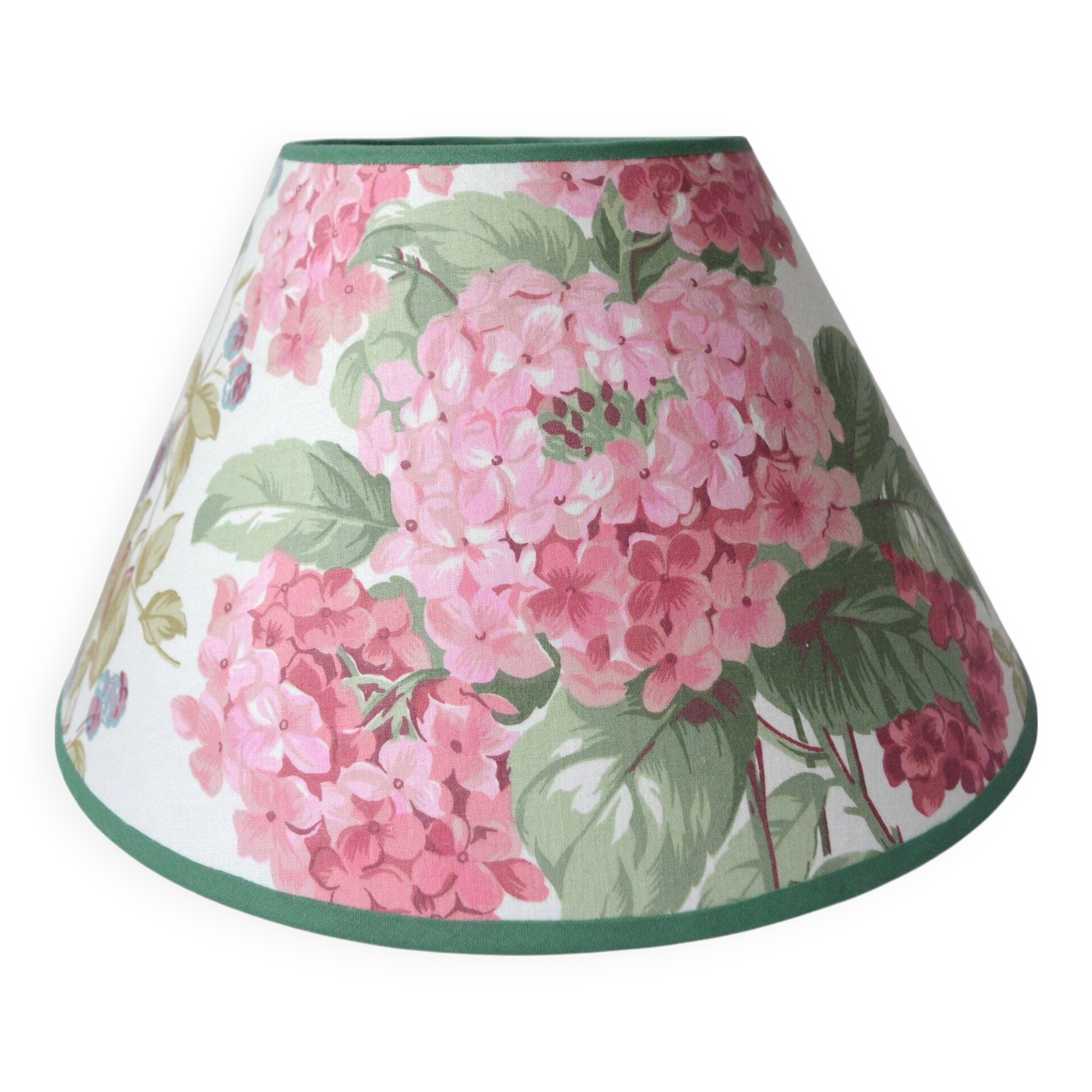 Abat-jour tissu vintage anglais Hortensias