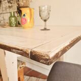 Old farmhouse table metal compass base