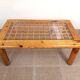Vintage modernist coffee table in pine and glass 70s 80s