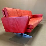 Sofa 3 places leather and chrome design 1950