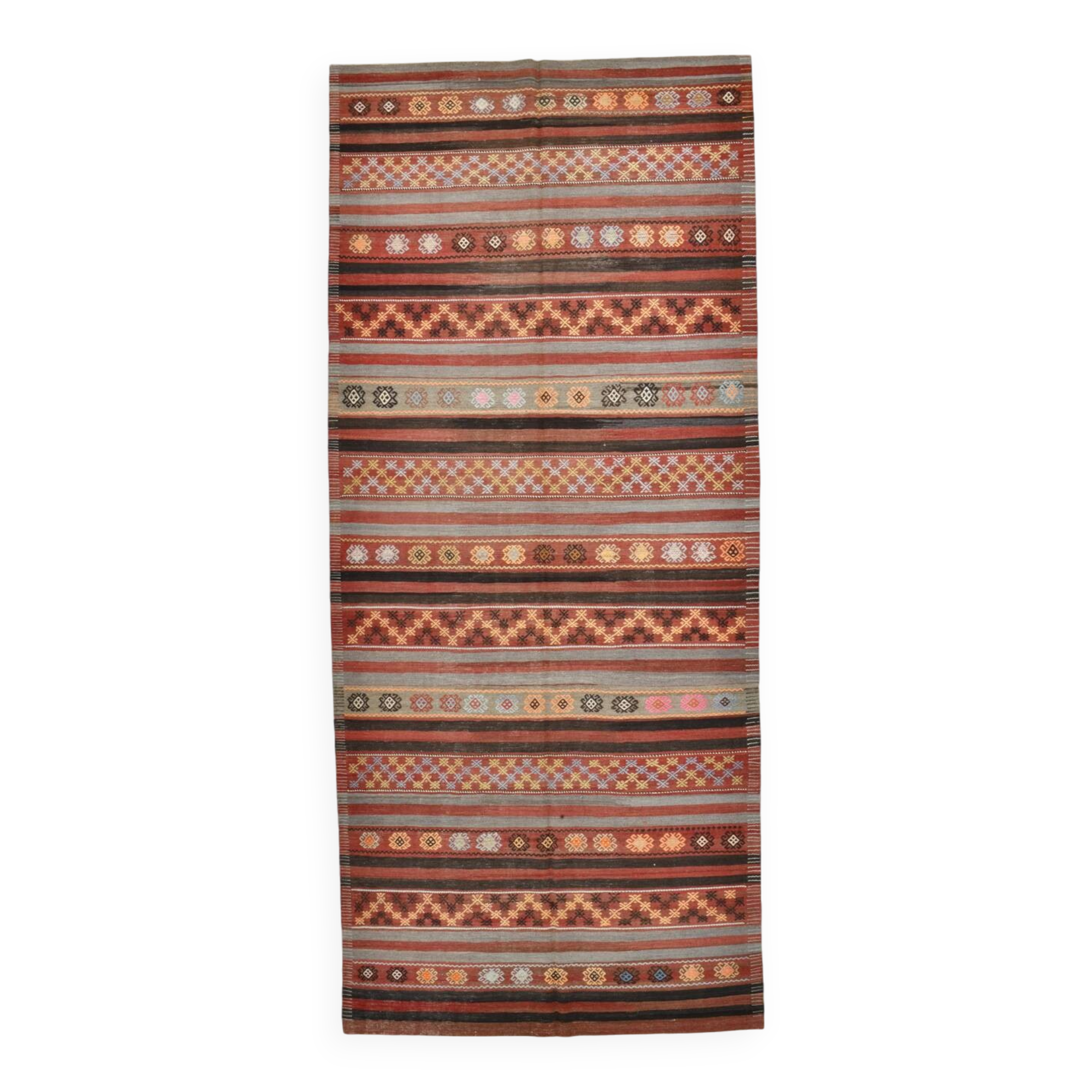 5x12 Long Wide Turkish Vintage Kilim Rug 162x377Cm SK 32815