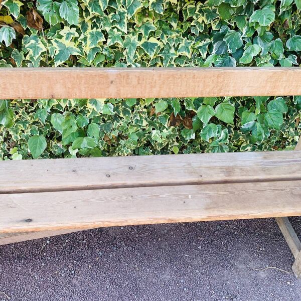 Ancien banc d’église en bois avec dossier -3 mètres -