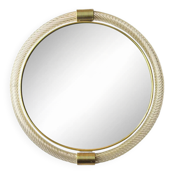 Venetian Round"Torgiglione-Torchon" Murano Glass Wall Mirror in Barovier St