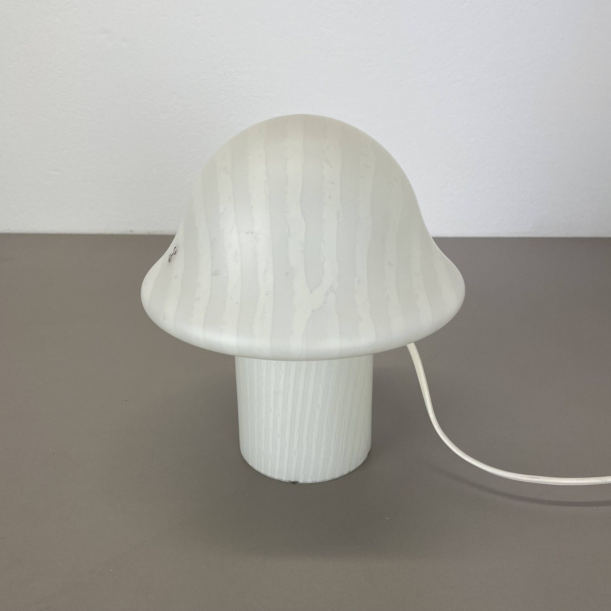 Original glass mushroom zebrano desk light by peill & putzler germany  1970s