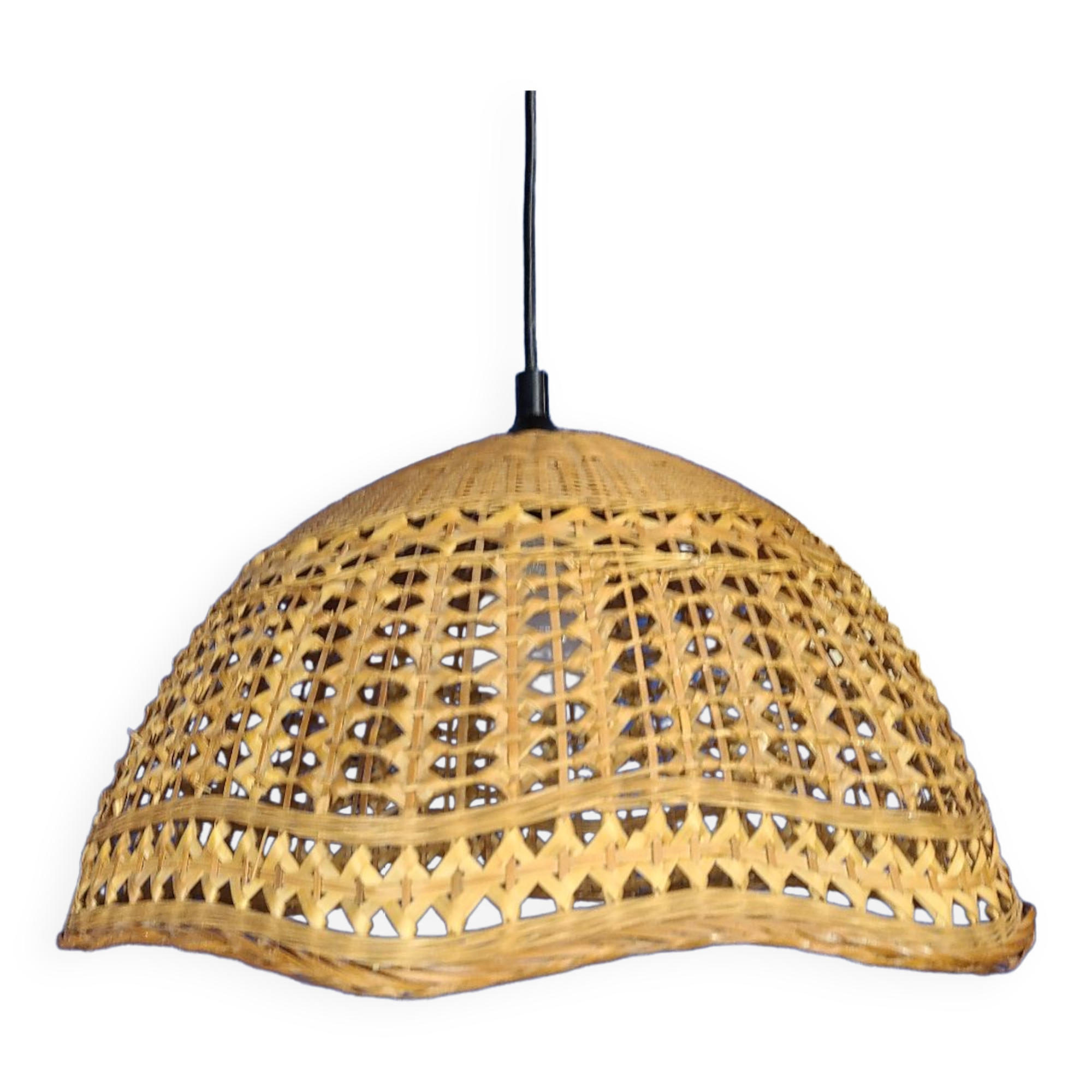 Abat jour pendant lamp in vintage wicker