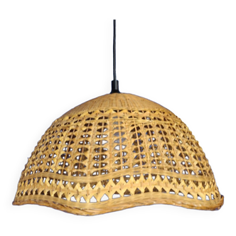 Abat jour pendant lamp in vintage wicker