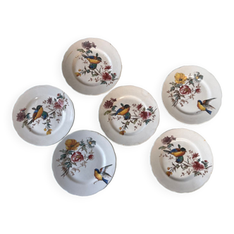 6 polychrome flat plates HB&Cie Choisy Le Roi