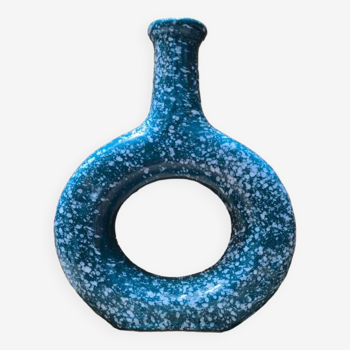 Vase Tamegroute Bleu avec  trou central, Céramique Maroc, Décoration intérieure