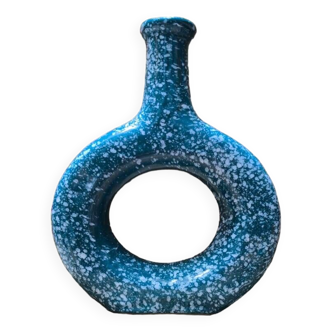 Tamegroute Blue Vase with central hole, Morocco Ceramic, Interior decoration