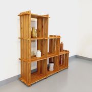 Bookcase vintage pine staircase shelf from the 80s in the style of Maison Regain