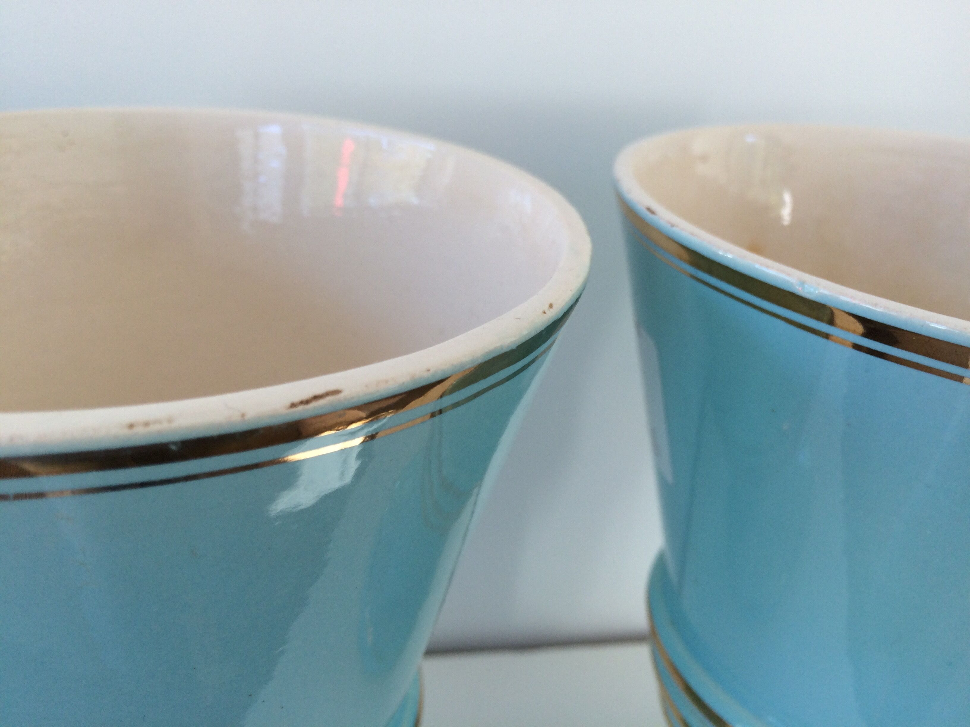 Pair of vases in blue earthenware 50s