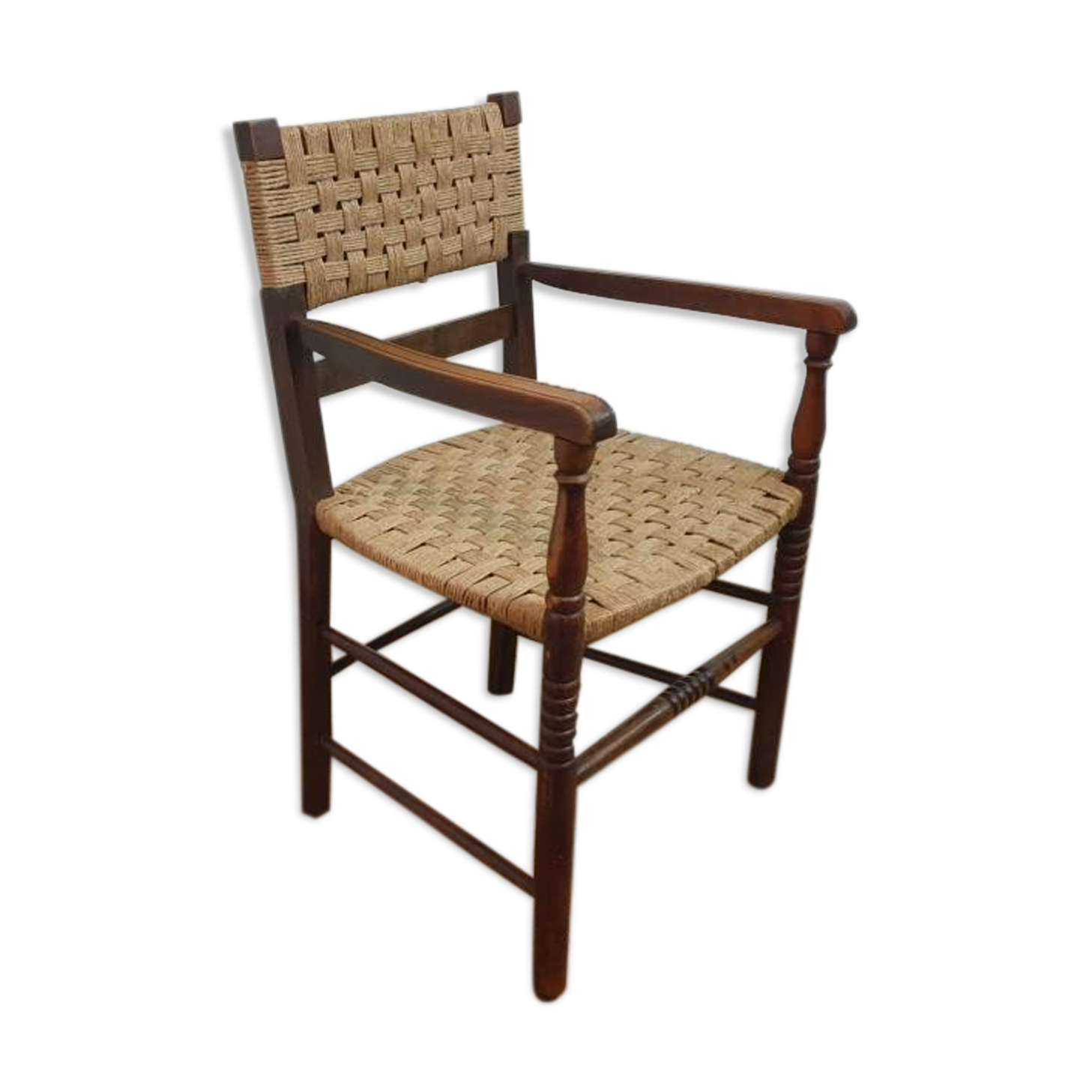 Wood armchair and braided rope